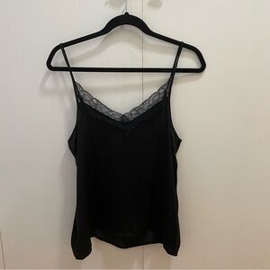 Satin lace trim tank top